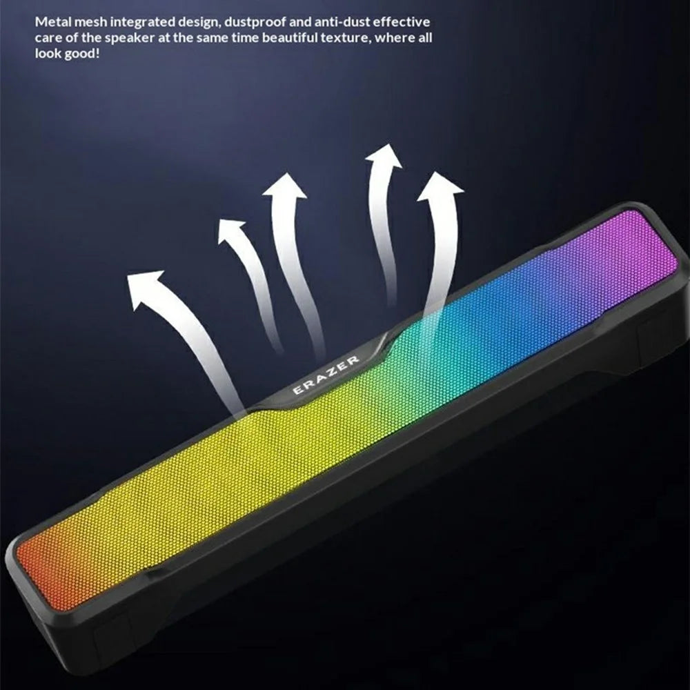 ERAZER W113 Desktop RGB Speaker Bluetooth-compatible 5.4 6W Stereo Sound USB Wired Speaker (Invested By Lenovo) - Black - 6