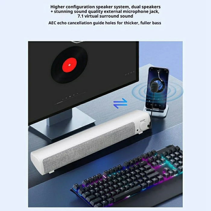 ERAZER A101Pro Desktop PC Speaker Bluetooth-compatible 5.3 USB Wired Computer Speaker for Gaming Office (Invested By Lenovo) - White - 4