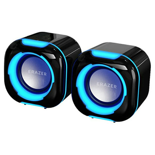 ERAZER A300Pro 1 Pair Desktop Computer Speakers 2.0 Wired LED USB Powered Gaming Speakers for PC Laptop (Invested By Lenovo) - Black - 1