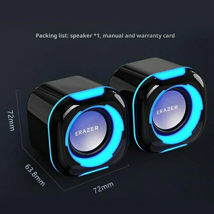 ERAZER A300Pro 1 Pair Desktop Computer Speakers 2.0 Wired LED USB Powered Gaming Speakers for PC Laptop (Invested By Lenovo) - Black - 7