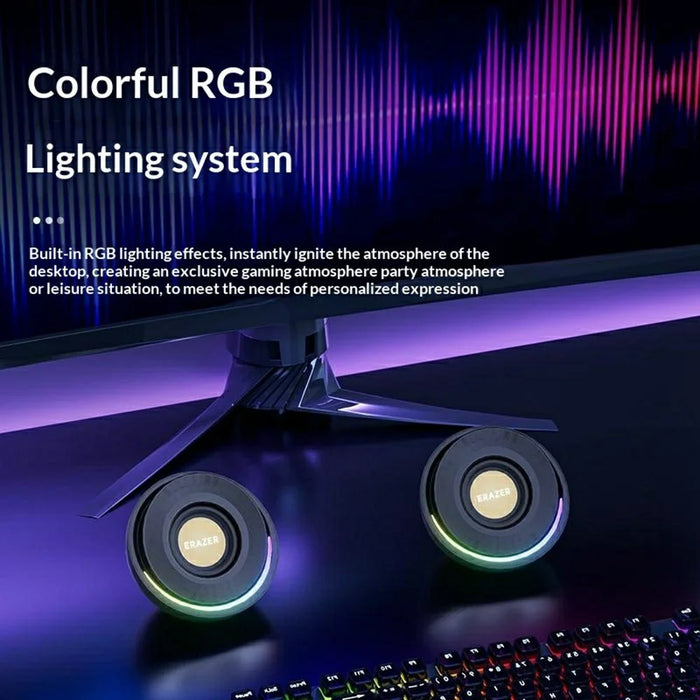 ERAZER A500 1 Pair Desktop 2.0 PC Speakers RGB Bluetooth-compatible USB Wired Computer 10W Audio Speakers (Invested By Lenovo) - Black - 5