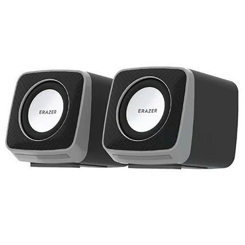 ERAZER A200 1 Pair Desktop Computer Speakers 2.0 Wired Stereo Sound USB Powered LED Light Portable Speakers for PC Laptop TV (Invested By Lenovo) - Black - 1