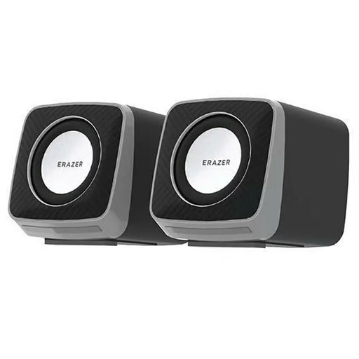 ERAZER A200 1 Pair Desktop Computer Speakers 2.0 Wired Stereo Sound USB Powered LED Light Portable Speakers for PC Laptop TV (Invested By Lenovo) - Black - 1
