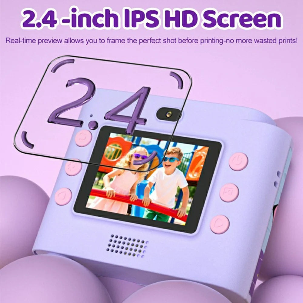 L8 Kids Instant Printing Camera 48MP HD 2.4 Inch Screen DIY Photo Thermal Printing Camera with Thermal Paper Set - Purple - 7