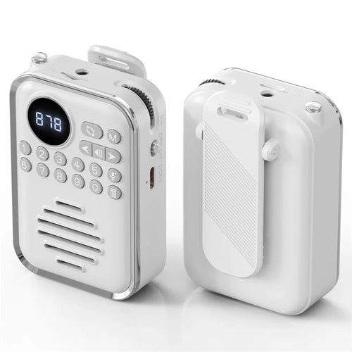 Portable Bluetooth-Compatible 5.3 Speaker with FM Radio Clip-on TF Card Wireless Mini Radio for Kids Seniors - White - 1