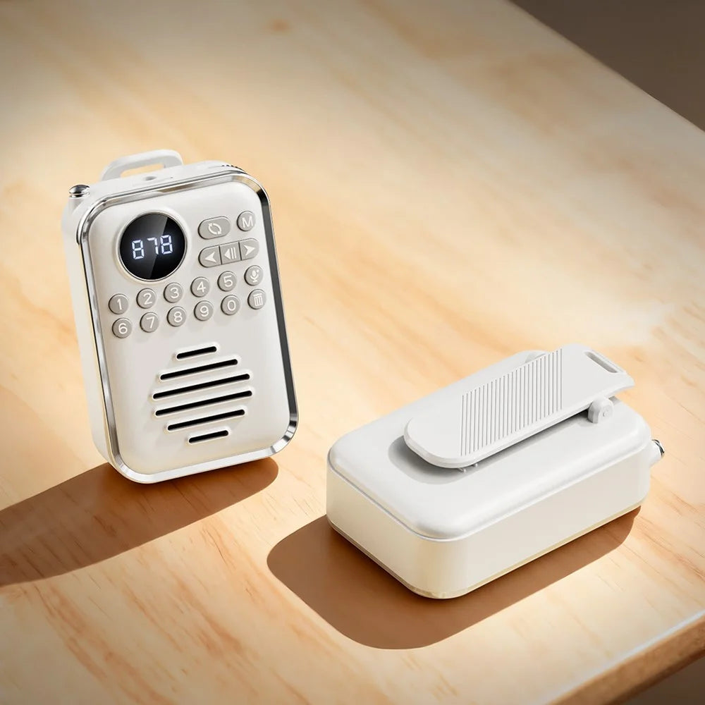 Portable Bluetooth-Compatible 5.3 Speaker with FM Radio Clip-on TF Card Wireless Mini Radio for Kids Seniors - White - 2