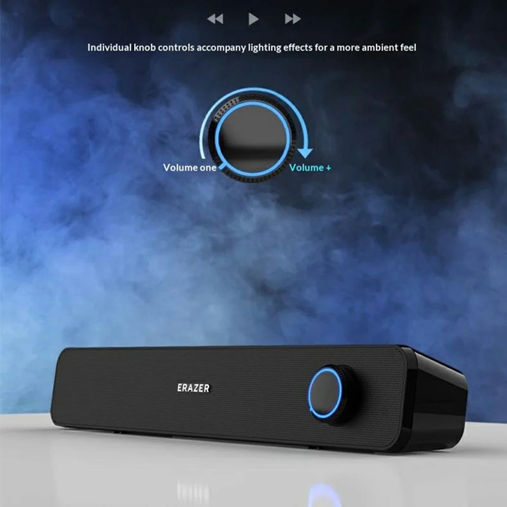 ERAZER A120 Desktop Wired Bluetooth-compatible Speaker 6W Dual Channel USB Plug Play Speaker for PC Gaming (Invested By Lenovo) - Black - 4