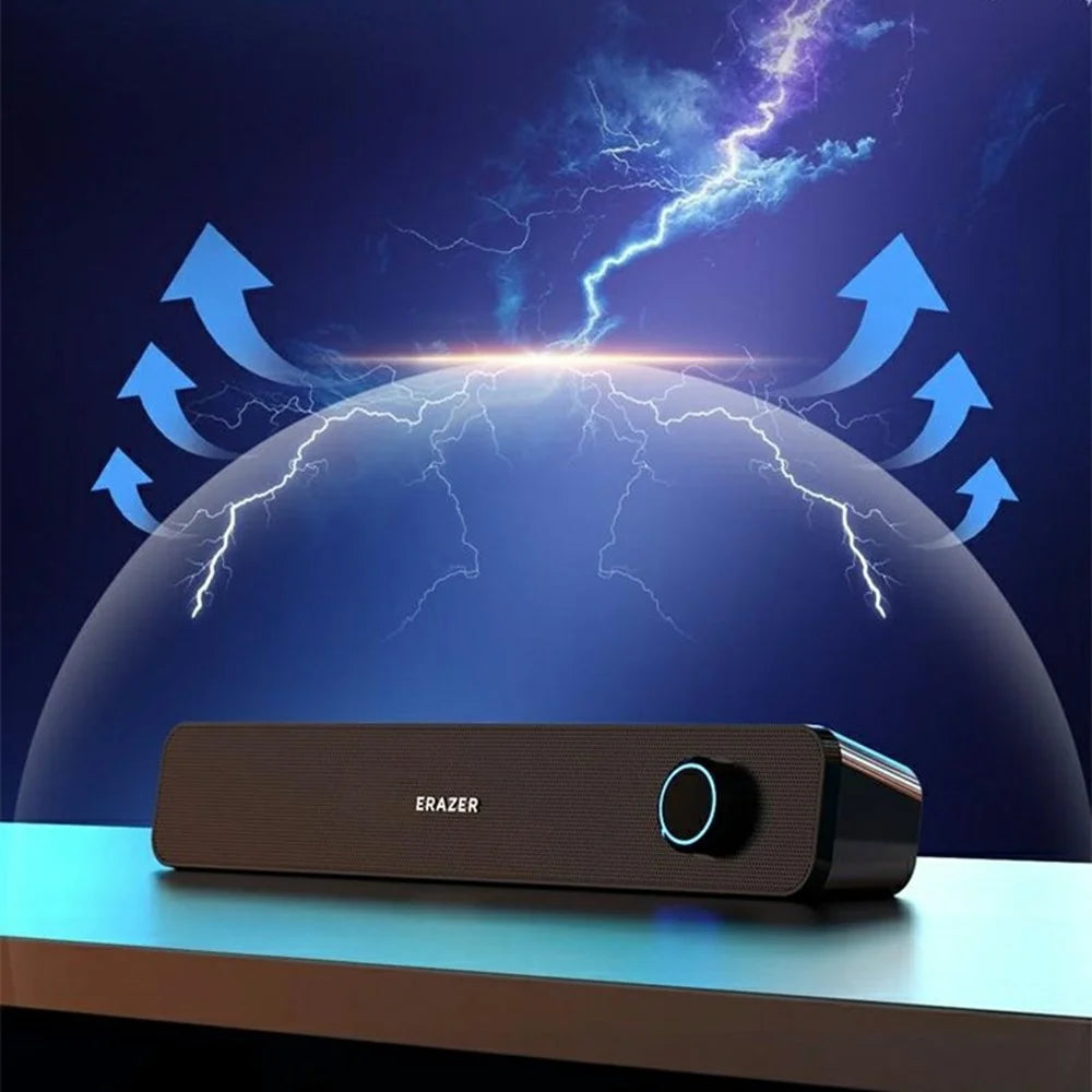 ERAZER A120 Desktop Wired Bluetooth-compatible Speaker 6W Dual Channel USB Plug Play Speaker for PC Gaming (Invested By Lenovo) - Black - 5
