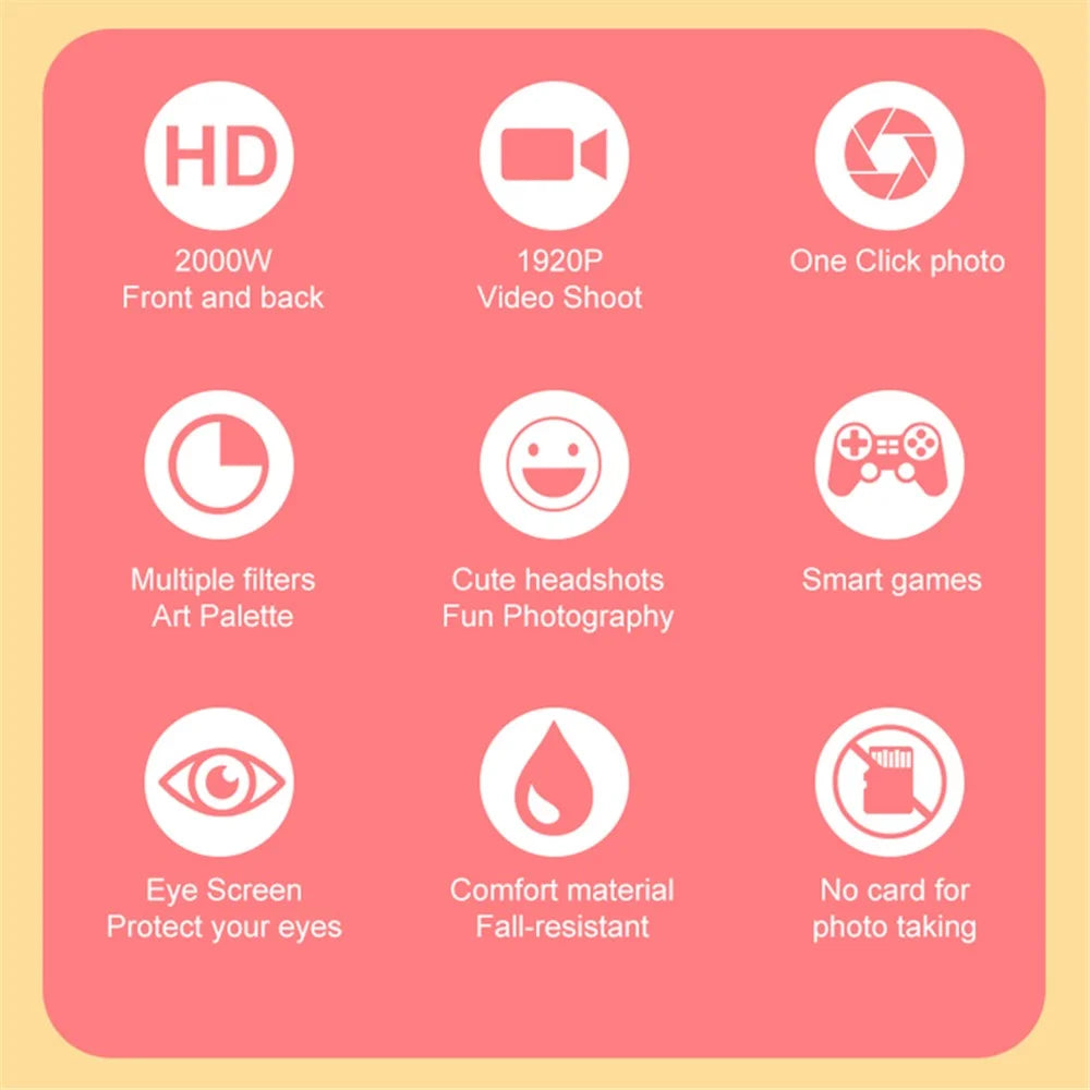 X200 Spaceman Decor Dual-Lens Kid's Educational Camera Mini Size High Definition Children Video Camera Toy for Boys Girls - Pink - 2