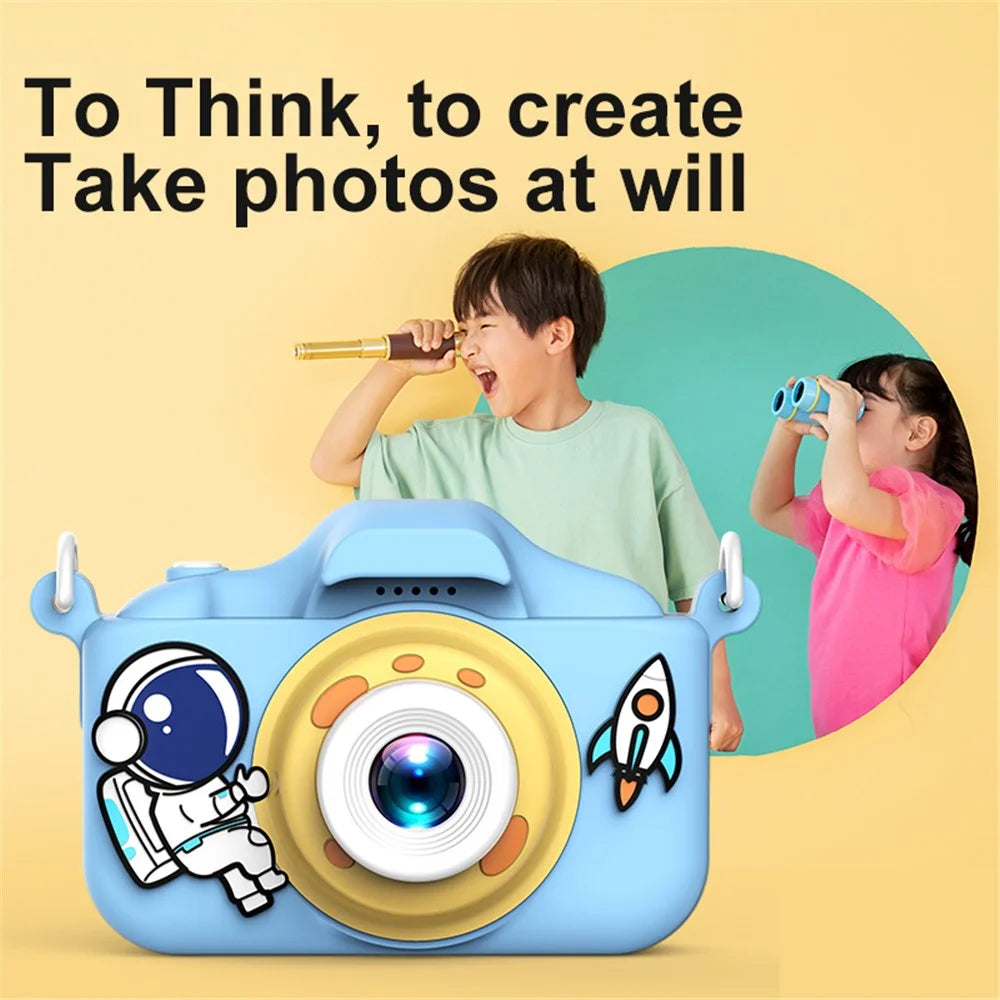 X200 Spaceman Decor Dual-Lens Kid's Educational Camera Mini Size High Definition Children Video Camera Toy for Boys Girls - Pink - 6