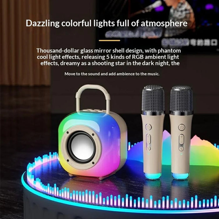 ERAZER K20 Wireless Karaoke Speaker with Dual Mic Bluetooth-compatible 5.4 5W RGB Light Portable Speaker for Home KTV Party (Invested By Lenovo) - Beige - 7