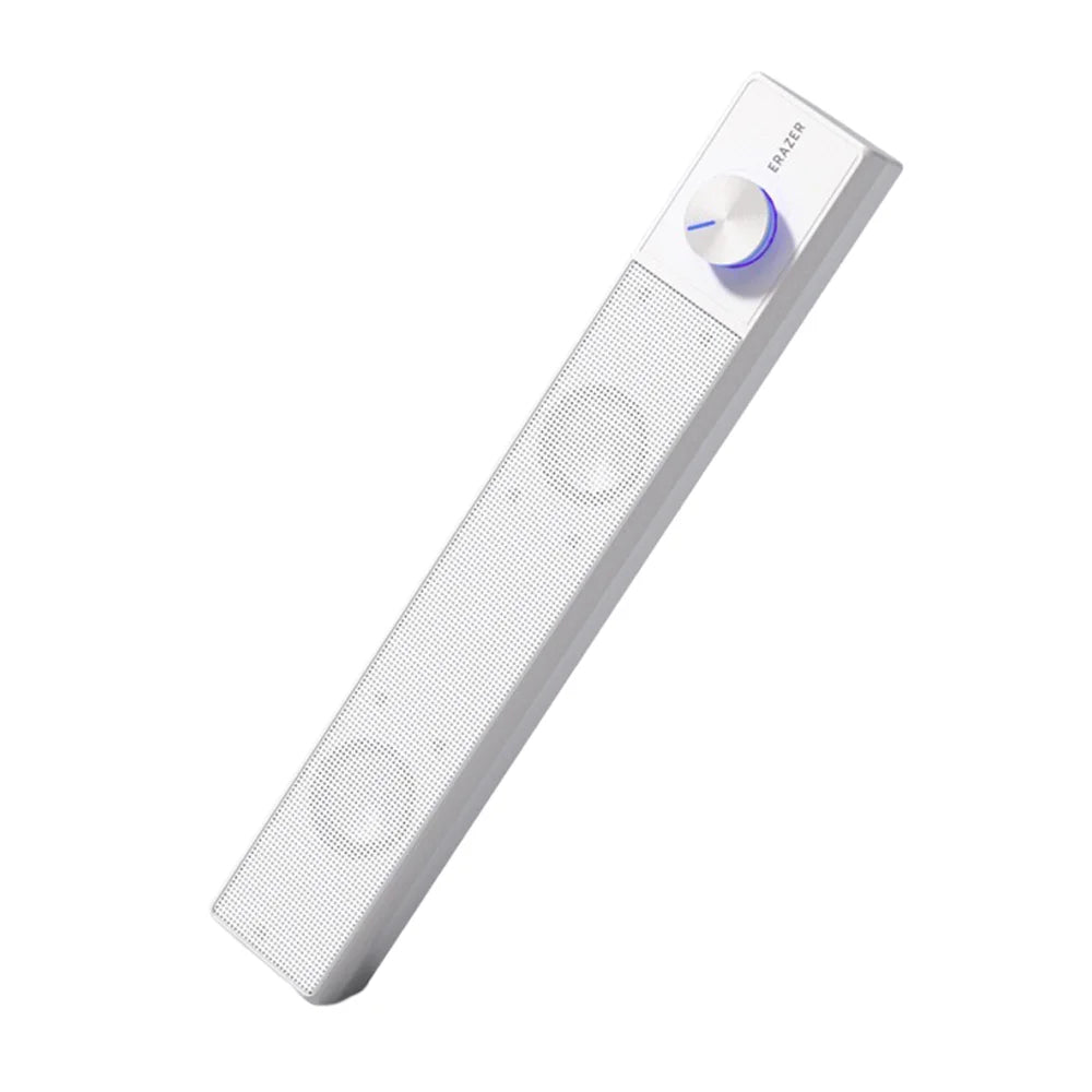 ERAZER A101 Desktop Wired Speaker HiFi Sound Portable 52mm Dual Drivers USB Powered Soundbar - White - 1