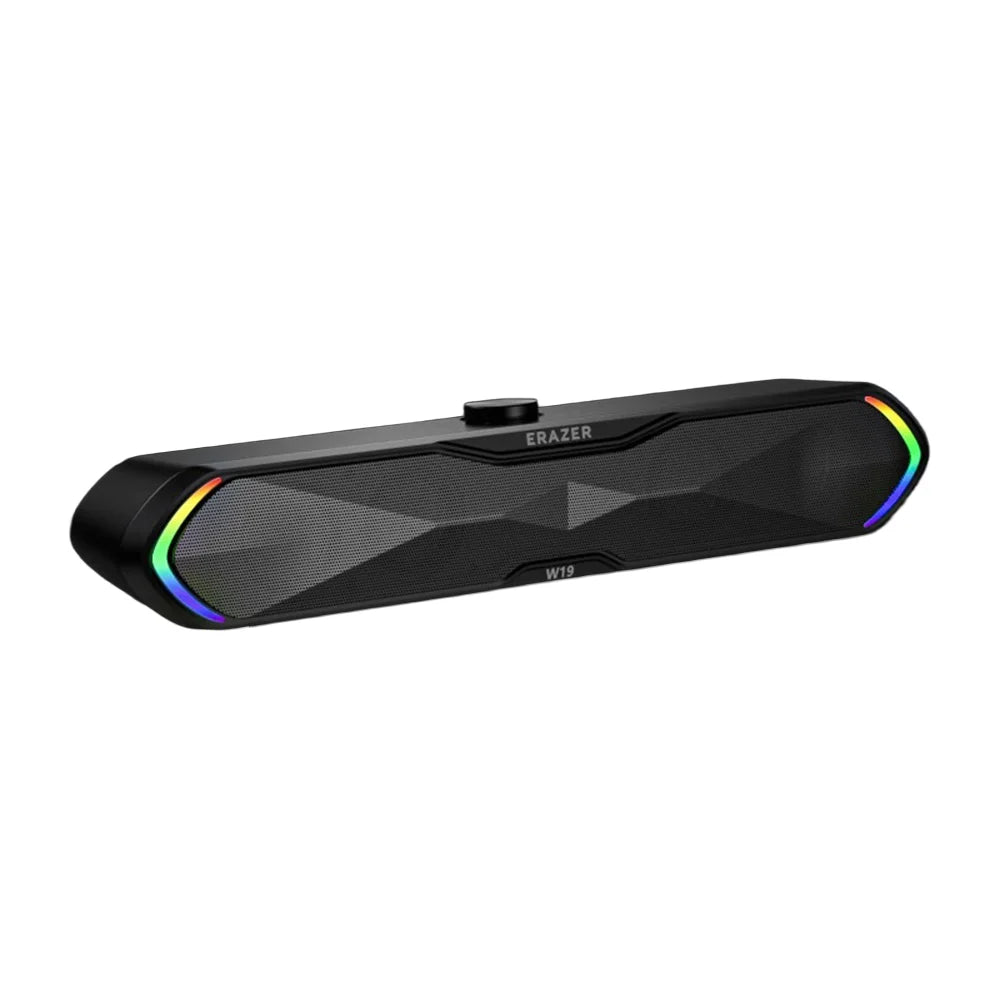 ERAZER W19 USB Wired/Bluetooth-compatible 5.3 Dual Mode Desktop Speaker 6W RGB Gaming Soundbar for PC Laptop - Black - 1
