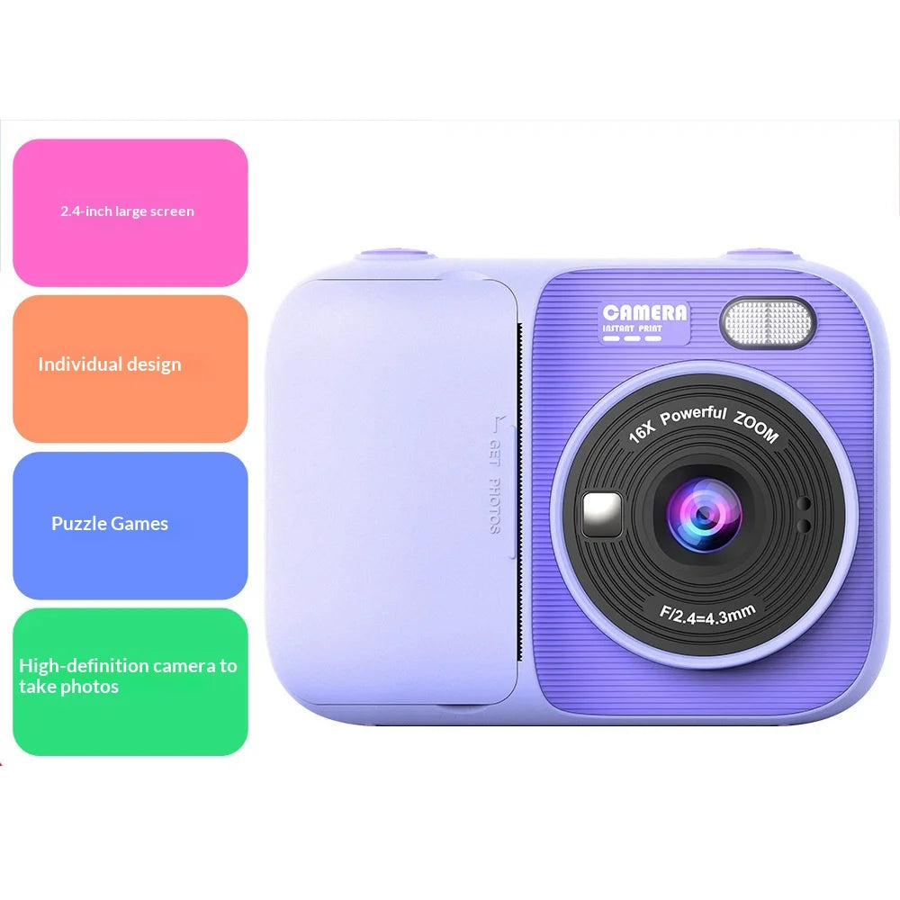 P97 Kids Instant Print Camera 2.4 Inch IPS Screen 1080P Video Recorder Digital Camera with Games Music - Pink - 3