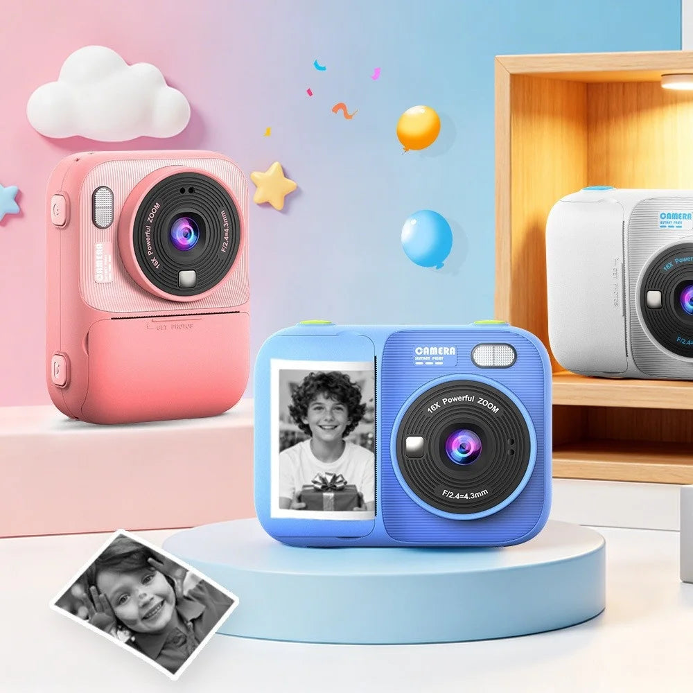 P97 Kids Instant Print Camera 2.4 Inch IPS Screen 1080P Video Recorder Digital Camera with Games Music - Pink - 4