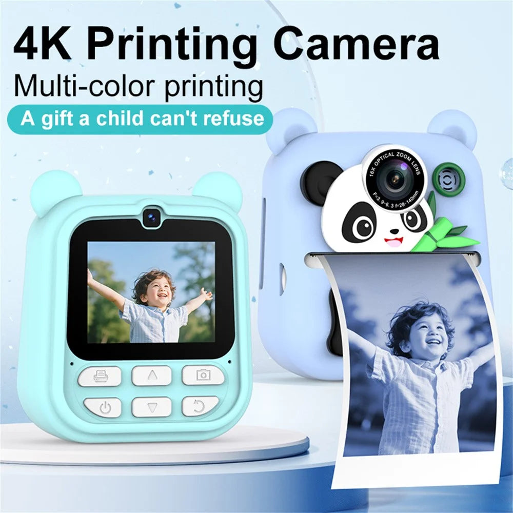 Q23 Kids Instant Printing Camera 2.4 Inch IPS Screen 48MP Dual Camera System 16X Zoom Camera Toy for Children - Rabbit Pink - 7