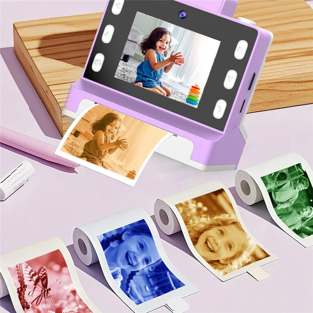 Z1000 Kids 2.8 Inch Instant Printing Camera with 32GB Card and Card Reader Dual Lens HD Photo Video Thermal Printer Camera Toy - Red - 4
