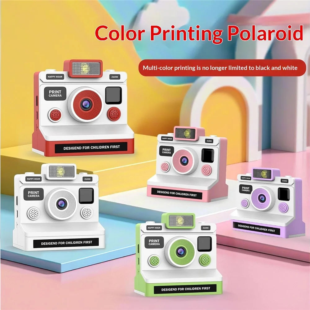 Z1000 Kids 2.8 Inch Instant Printing Camera with 32GB Card and Card Reader Dual Lens HD Photo Video Thermal Printer Camera Toy - Red - 7