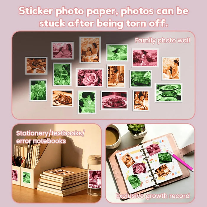 V40 Kids Instant Print Camera 2.4 Inch IPS Screen 16X Digital Zoom Thermal Printer Camera for Children - Pink - 4
