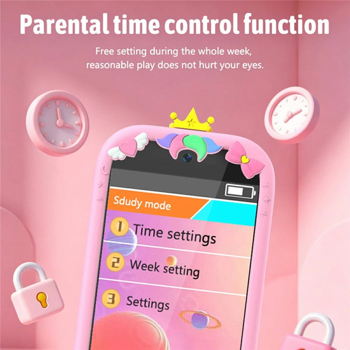 W7 Kids Digital Phone Camera 3.5 Inch HD Touchscreen Built-in 18 Games Dual Camera Video Recorder Camera Toy - Pink - 7