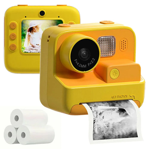 KOOOL K27 2-inch Screen ABS+PC Kids Instant Printing Camera Toy HD Dual Lens Rechargeable Camera - Yellow - 1