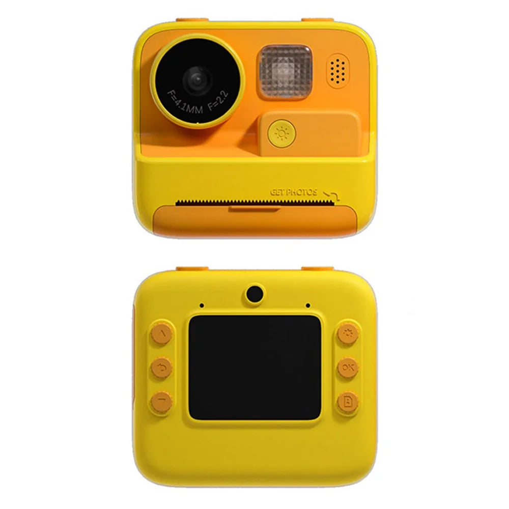 KOOOL K27 2-inch Screen ABS+PC Kids Instant Printing Camera Toy HD Dual Lens Rechargeable Camera - Yellow - 3