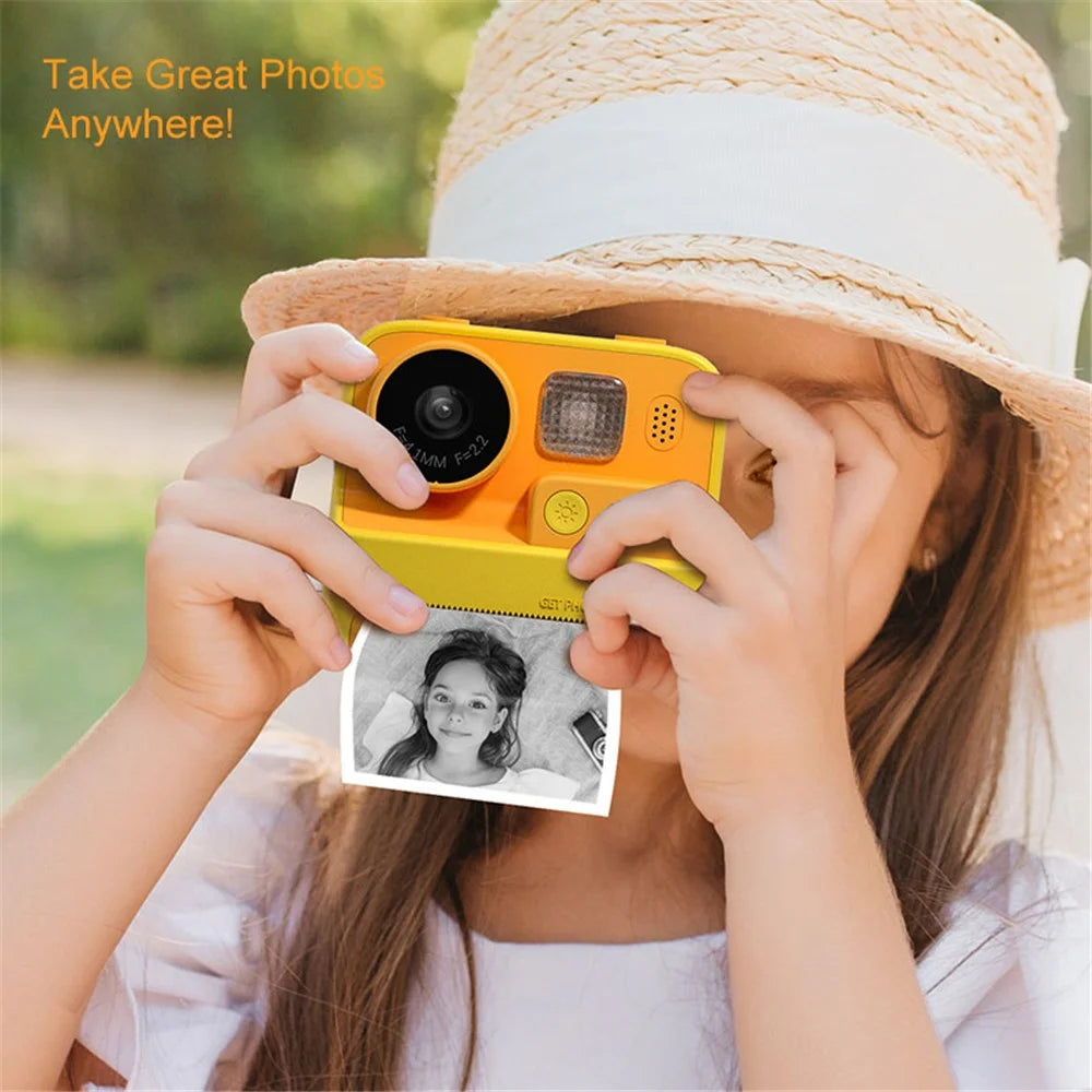 KOOOL K27 2-inch Screen ABS+PC Kids Instant Printing Camera Toy HD Dual Lens Rechargeable Camera - Yellow - 5