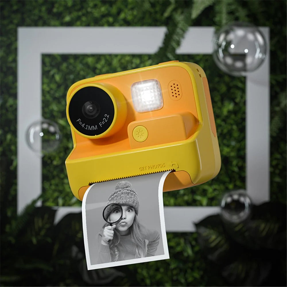 KOOOL K27 2-inch Screen ABS+PC Kids Instant Printing Camera Toy HD Dual Lens Rechargeable Camera - Yellow - 6