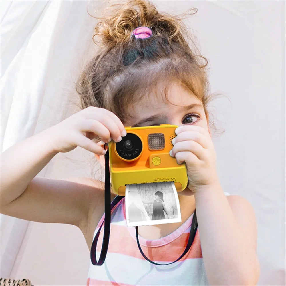 KOOOL K27 2-inch Screen ABS+PC Kids Instant Printing Camera Toy HD Dual Lens Rechargeable Camera - Yellow - 7