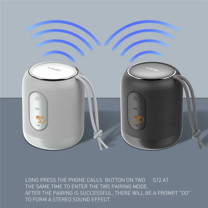 LDNIO BTS12 Wireless Bluetooth-compatible Speaker TWS Stereo Pairing SD Card AUX Wired Speaker for Desktop Outdoor - White - 4