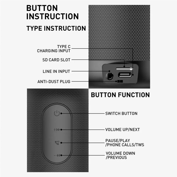 LDNIO BTS12 Wireless Bluetooth-compatible Speaker TWS Stereo Pairing SD Card AUX Wired Speaker for Desktop Outdoor - White - 6