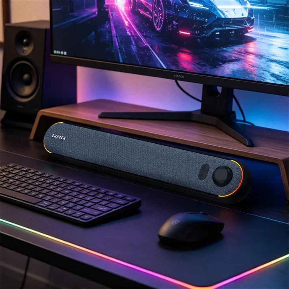 ERAZER W119 Desktop Soundbar RGB Lighting Bluetooth-compatible 5.3 USB Powered Speaker for Gaming (Invested By Lenovo) - Black - 4