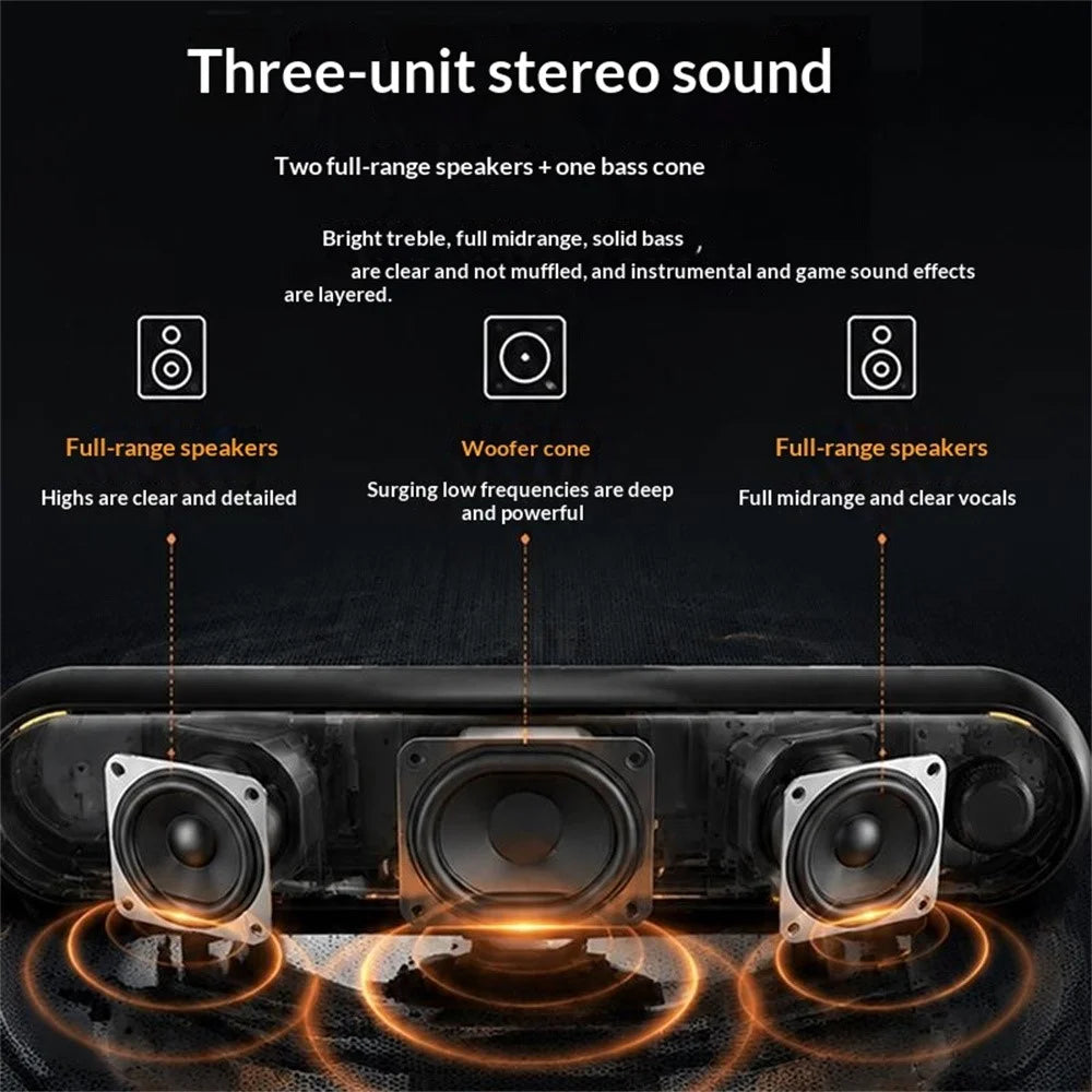 ERAZER W119 Desktop Soundbar RGB Lighting Bluetooth-compatible 5.3 USB Powered Speaker for Gaming (Invested By Lenovo) - Black - 5