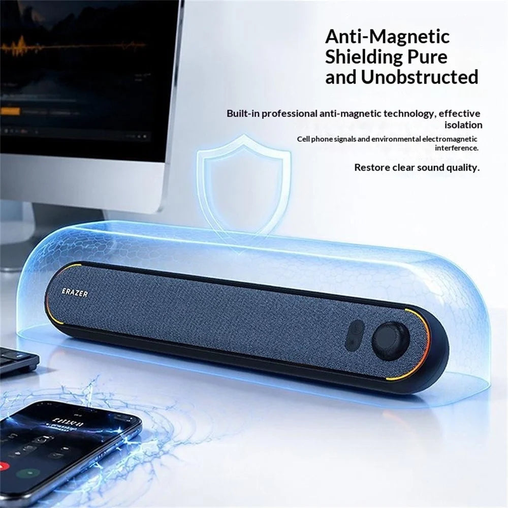 ERAZER W119 Desktop Soundbar RGB Lighting Bluetooth-compatible 5.3 USB Powered Speaker for Gaming (Invested By Lenovo) - Black - 7