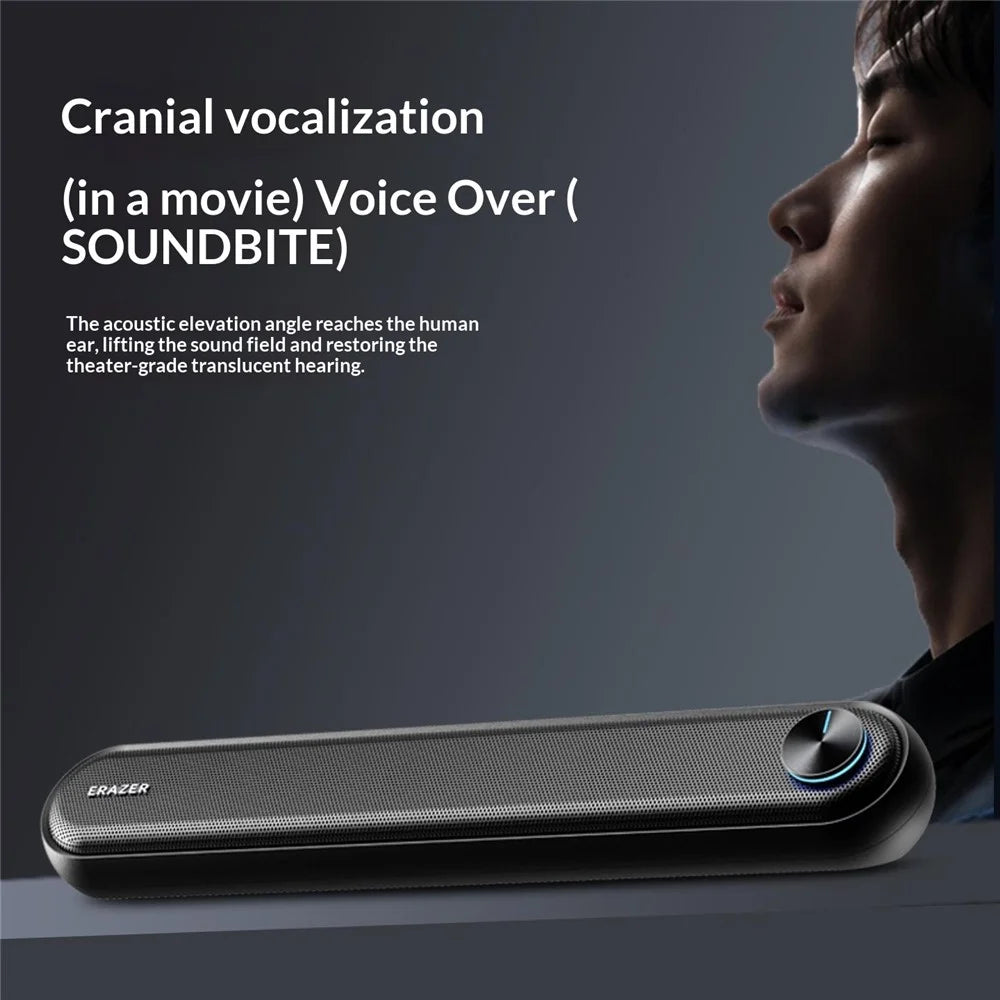 ERAZER W117 Desktop Soundbar RGB Lighting Bluetooth-compatible 5.3 USB Powered 3.5mm Audio Speaker for Gaming (Invested By Lenovo) - Black - 4