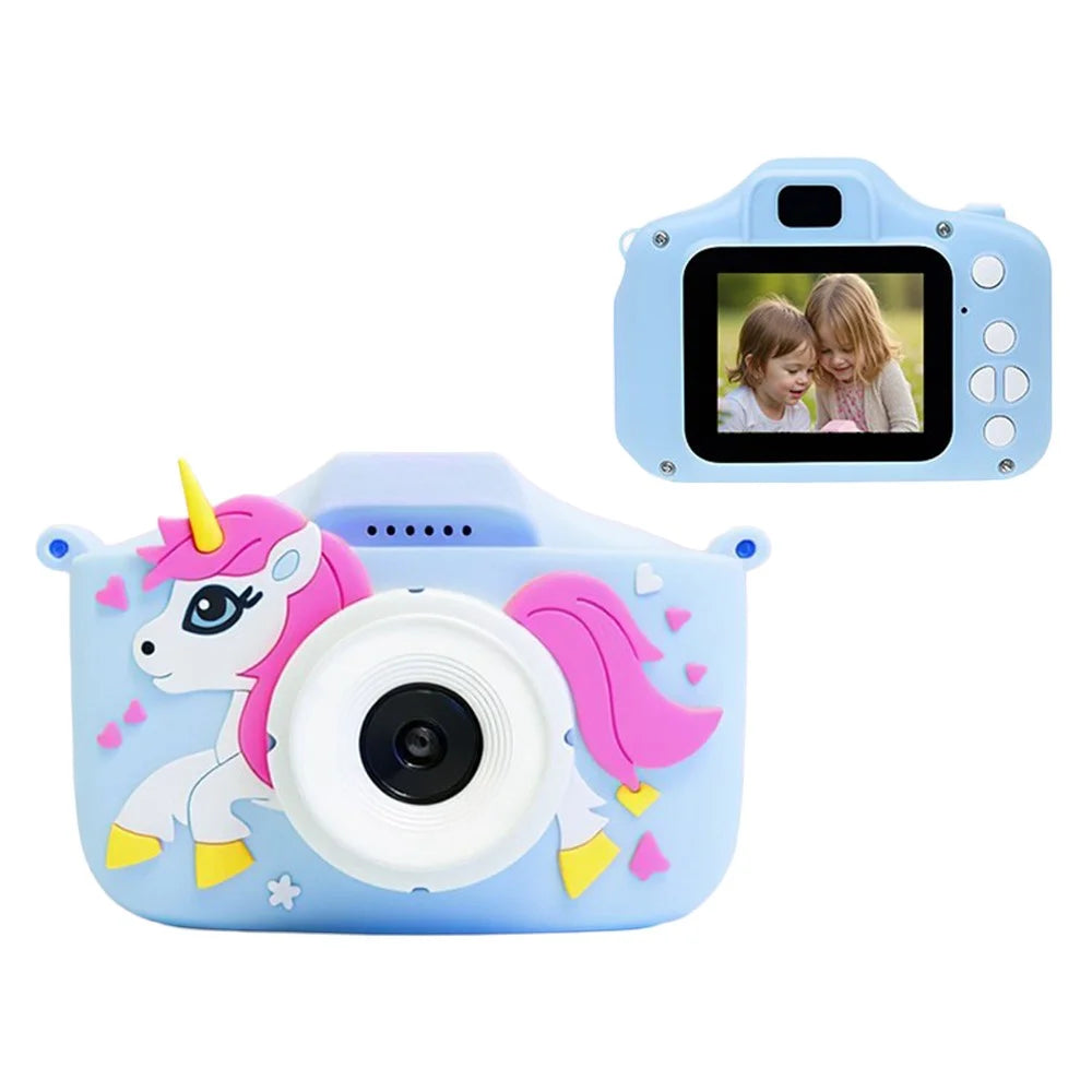 X01 Cartoon Unicorn Design Kids Camera 1080P Video Recording 2.0 Inch IPS Screen HD Dual Lens Digital Camera - Blue - 1
