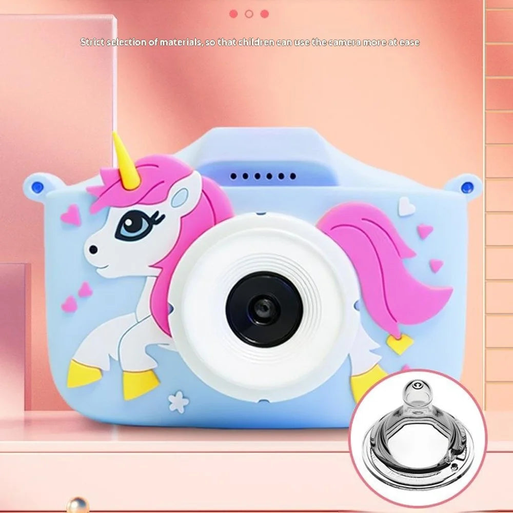 X01 Cartoon Unicorn Design Kids Camera 1080P Video Recording 2.0 Inch IPS Screen HD Dual Lens Digital Camera - Blue - 3