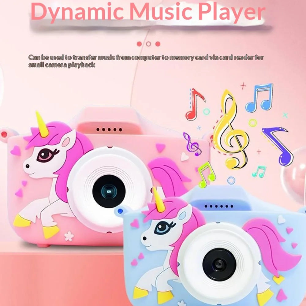 X01 Cartoon Unicorn Design Kids Camera 1080P Video Recording 2.0 Inch IPS Screen HD Dual Lens Digital Camera - Blue - 6