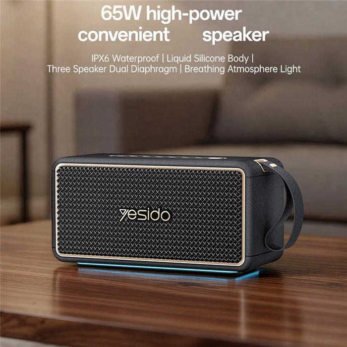 YESIDO YSW48 65W Portable Bluetooth-compatible 5.3 Speaker RGB Lighting IPX6 Waterproof TWS Stereo Wireless Speaker for Outdoor -Black - 2