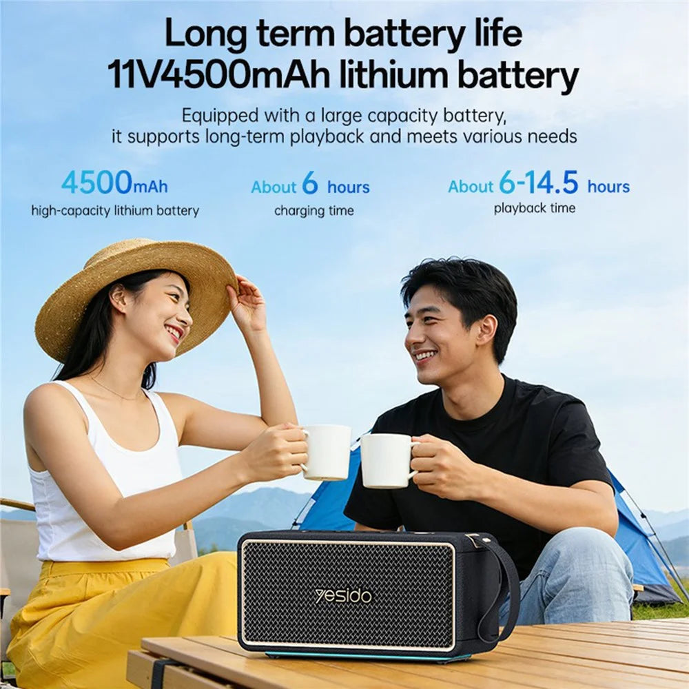 YESIDO YSW48 65W Portable Bluetooth-compatible 5.3 Speaker RGB Lighting IPX6 Waterproof TWS Stereo Wireless Speaker for Outdoor -Black - 7