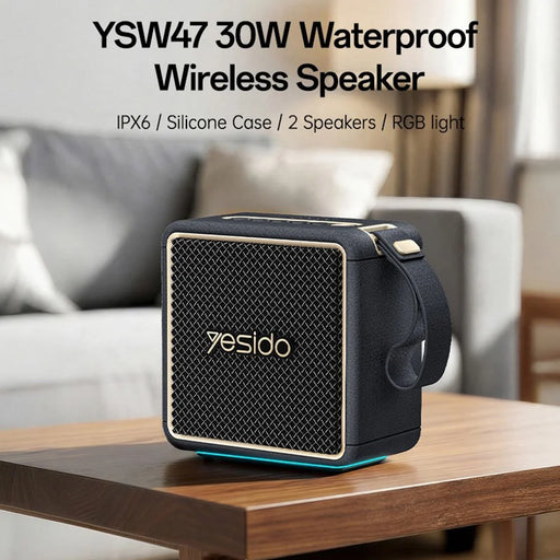 YESIDO YSW47 Bluetooth-compatible 5.3 Speaker 30W IPX6 Waterproof TWS Stereo RGB Light Portable Wireless Speaker for Outdoor - Black - 2