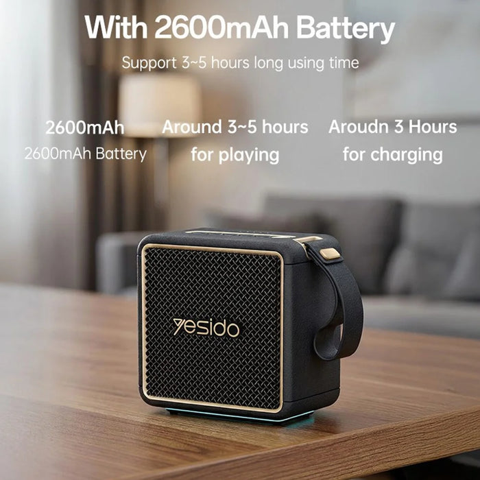 YESIDO YSW47 Bluetooth-compatible 5.3 Speaker 30W IPX6 Waterproof TWS Stereo RGB Light Portable Wireless Speaker for Outdoor - Black - 7