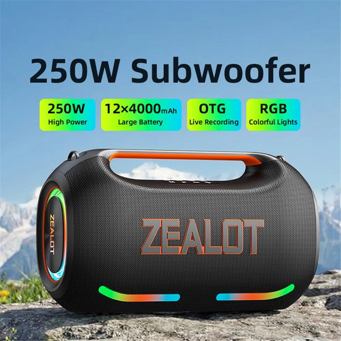 ZEALOT ZE41 250W Portable Bluetooth-compatible Speaker 48000mAh Power Bank RGB Lights Speaker for Outdoor Party - Black - 2