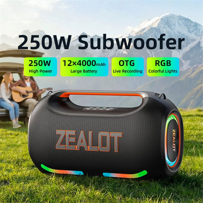 ZEALOT ZE41 250W Portable Bluetooth-compatible Speaker 48000mAh Power Bank RGB Lights Speaker for Outdoor Party - Black - 3