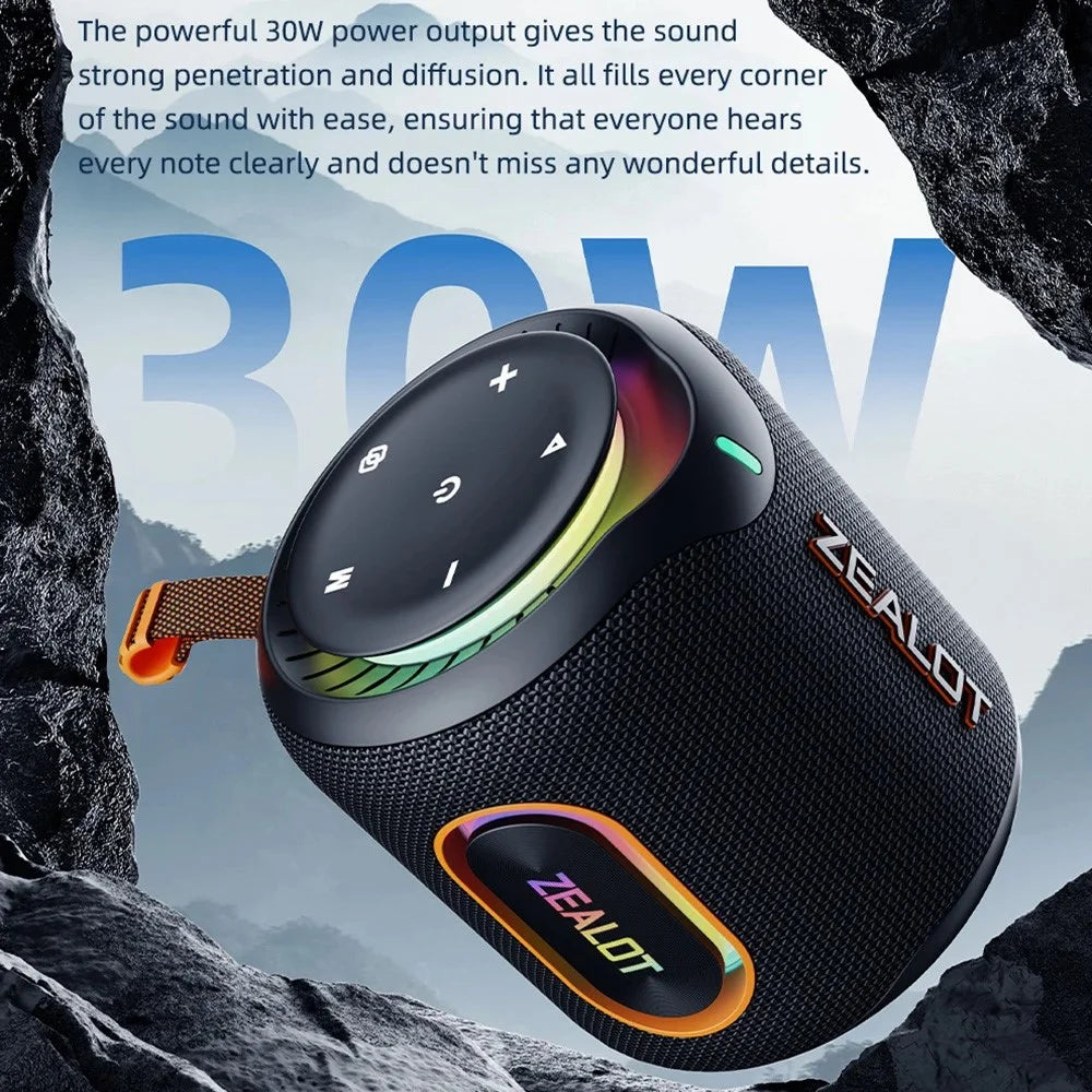 ZEALOT M1 30W Portable Bluetooth-compatible 5.4 Speaker IPX6 Waterproof RGB Light 6000mAh Outdoor Speaker - Black - 4