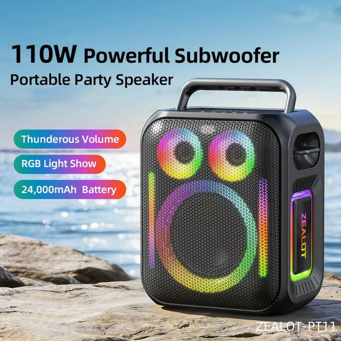 ZEALOT PT11 Portable Bluetooth-compatible Speaker 110W High Power 24000mAh RGB Light Speaker for Party Outdoor - Black - 3