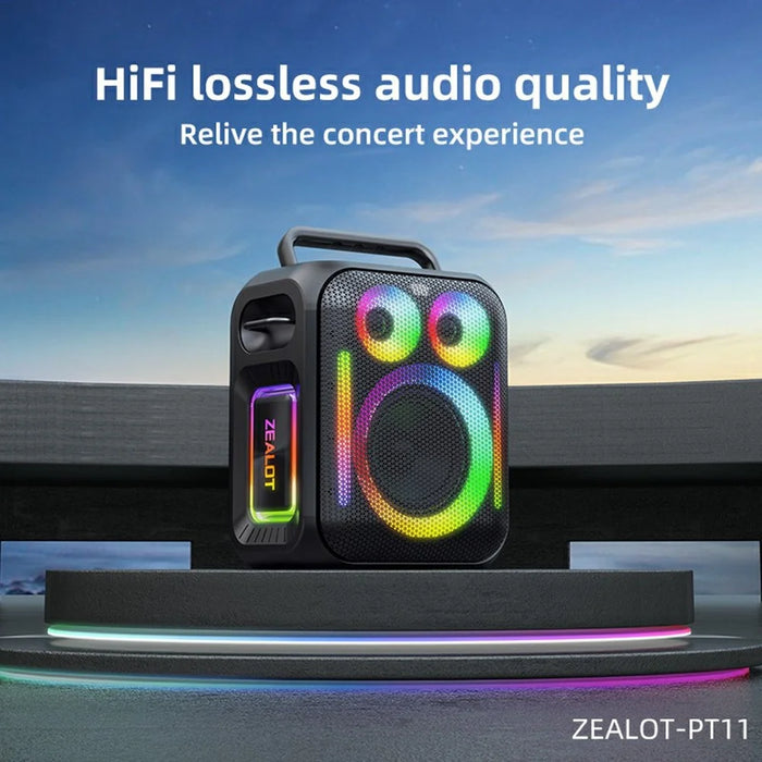 ZEALOT PT11 Portable Bluetooth-compatible Speaker 110W High Power 24000mAh RGB Light Speaker for Party Outdoor - Black - 6