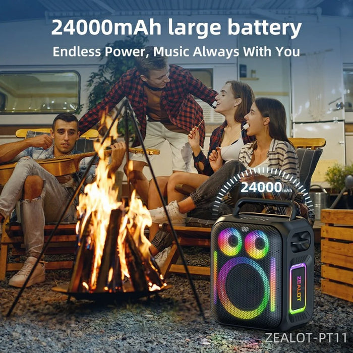 ZEALOT PT11 Portable Bluetooth-compatible Speaker 110W High Power 24000mAh RGB Light Speaker for Party Outdoor - Black - 7