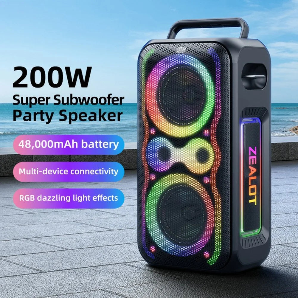 ZEALOT PT21 200W Bluetooth-compatible Speaker 48000mAh RGB Lights Party Sound Outdoor Speaker for KTV Dance - Black - 3