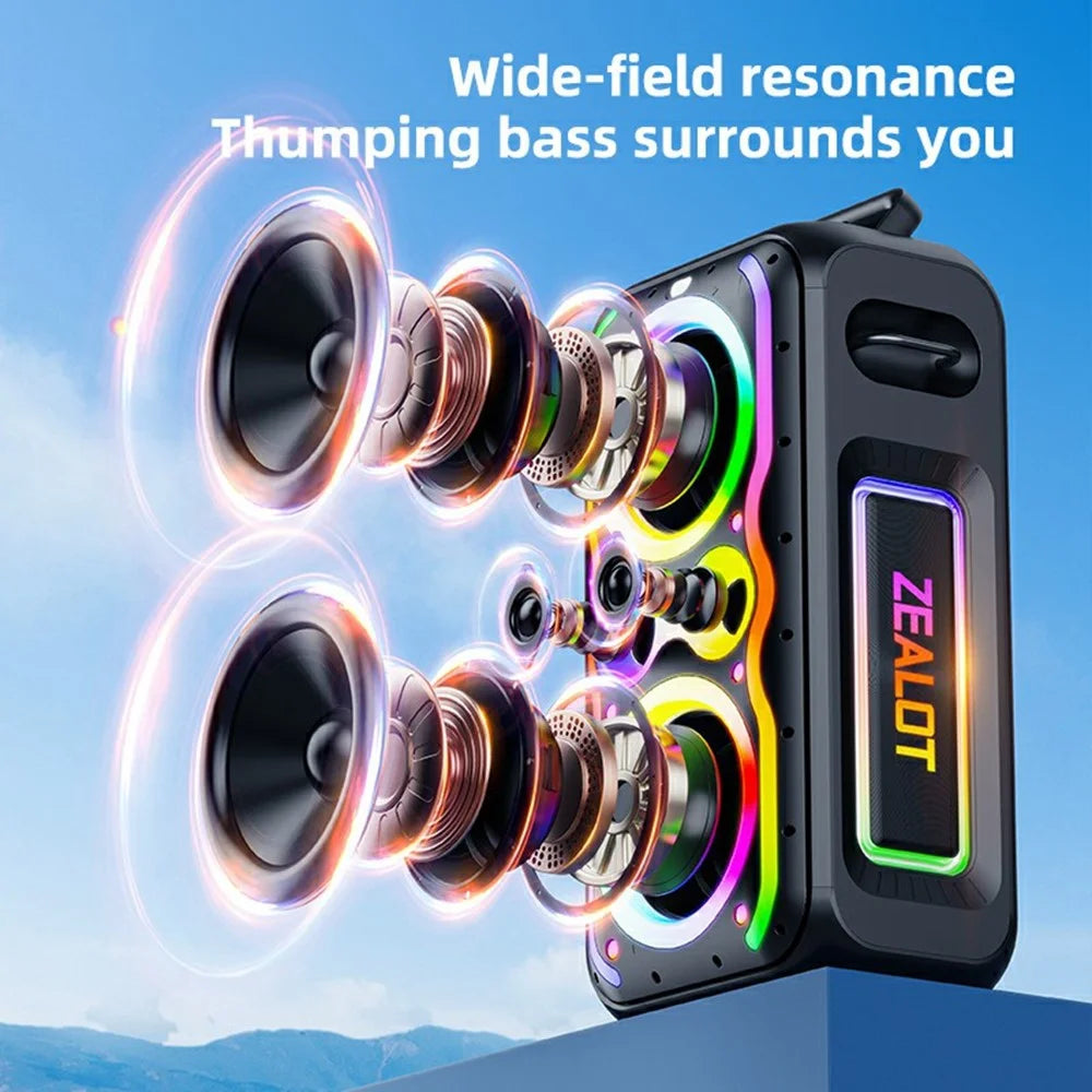ZEALOT PT21 200W Bluetooth-compatible Speaker 48000mAh RGB Lights Party Sound Outdoor Speaker for KTV Dance - Black - 4